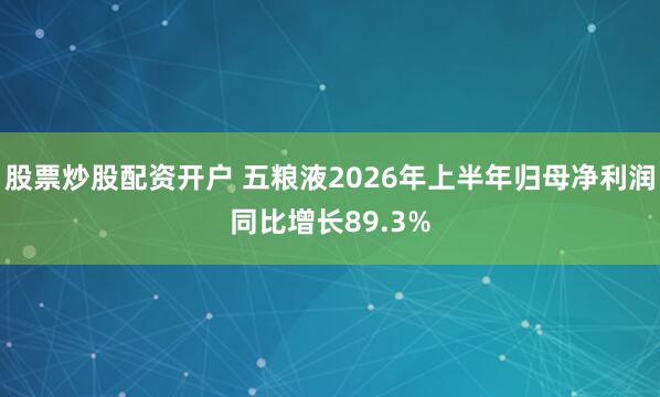 股票炒股配资开户 五粮液2026年上半年归母净利润同比增长89.3%